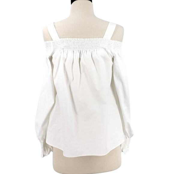 Loft Smocked Off The Shoulder Cotton Blouse Top - Picture 5 of 7